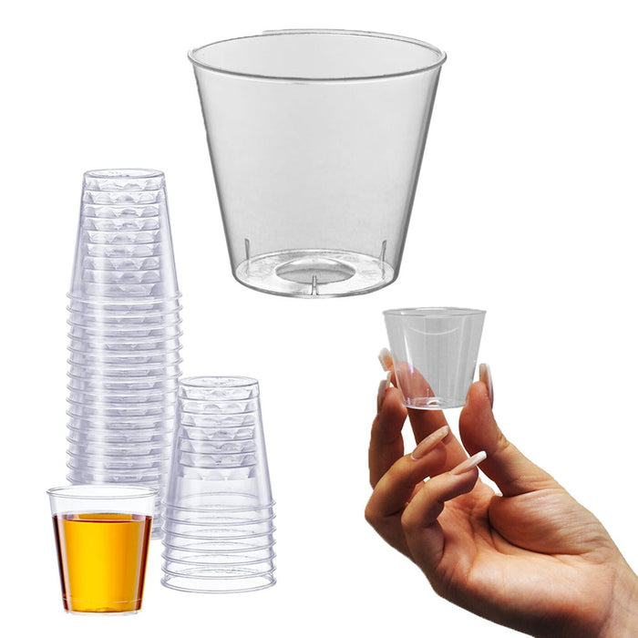 120 Disposable Mini Shot Glasses Clear Hard Plastic 1 Oz Bar Party Cups Catering