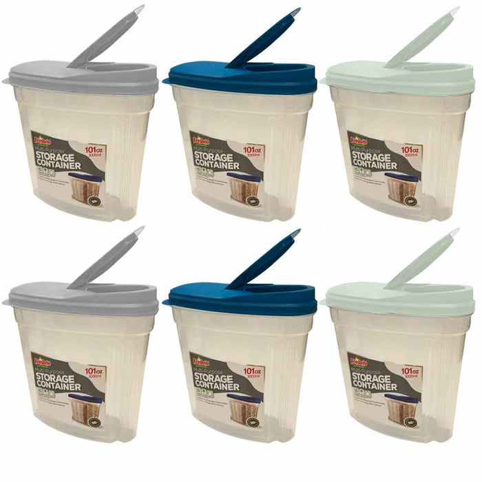 6Pk Cereal Storage Food Container FlipTop Lid Plastic Organizer Dispenser Pantry