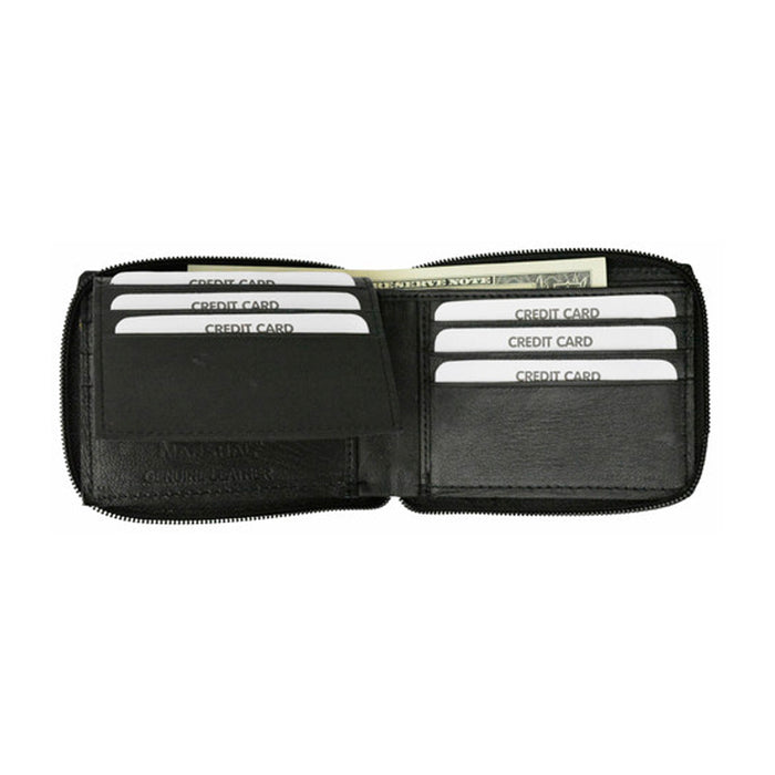 Men's Leather RFID Blocking Stylish Wallet Multi-Card High Capacity Bifold Black
