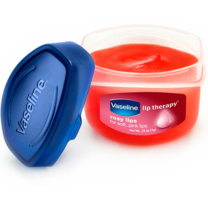 2 Vaseline Therapy Lip Balm 0.25 Oz Rosy Flavor Petroleum Jelly Mini Jar Lipbalm