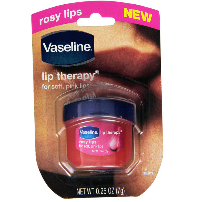 Vaseline Lip Therapy Rosy Flavor Dry Chapped .25 Oz Mini Jar Lip Balm Jelly Soft