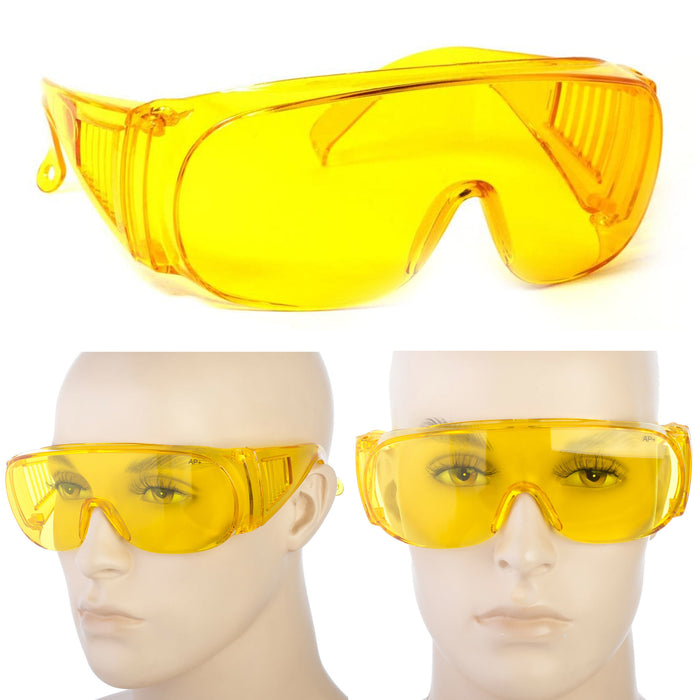 2 Pair Sunglasses Fit Over Frame Cover Glasses Drive Lens Safety Large Yellow