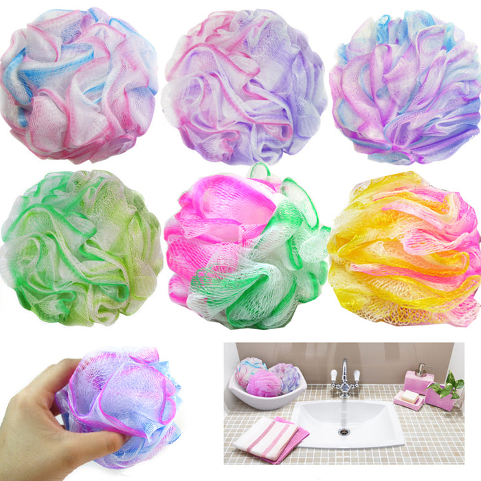 4 Pc Bath Sponge Shower Nylon Mesh Scrubbers Exfoliating Body Massage Scrub Lot