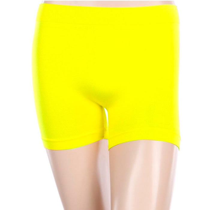 Bright Yellow Seamless Basic Athletic Layering Shorts Leggings Spandex ONE SIZE