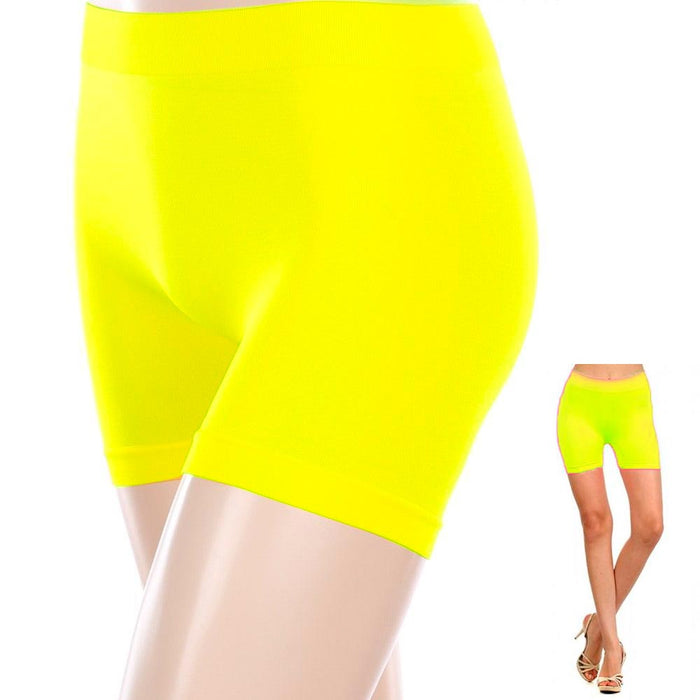 Bright Yellow Seamless Basic Athletic Layering Shorts Leggings Spandex ONE SIZE