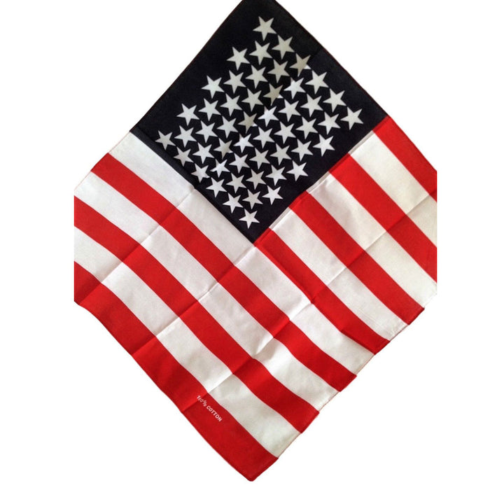 USA American Flag Bandana Scarf Head Wrap Hat 21x21 Star Stripes Red Blue White