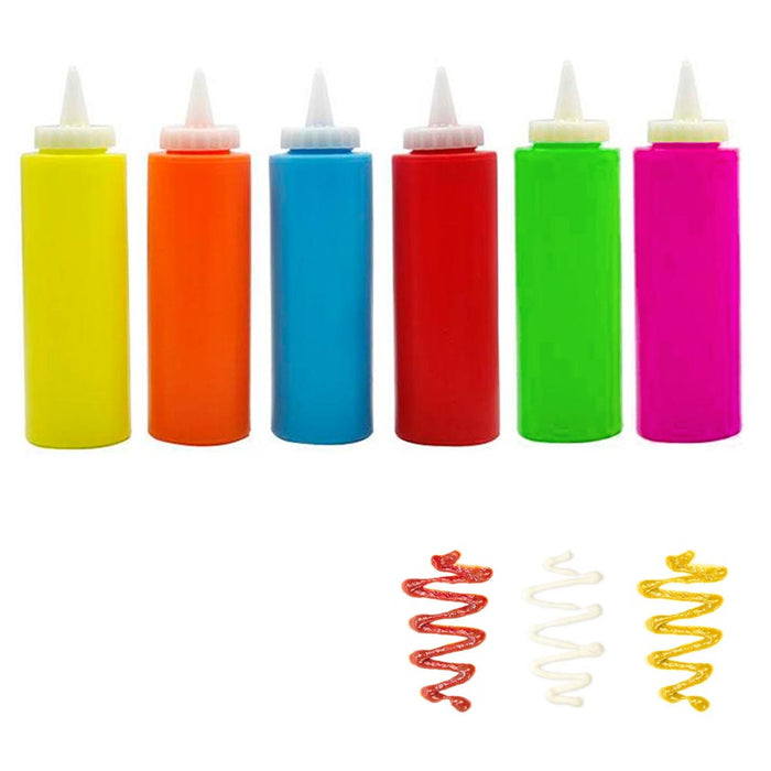 4 Condiment Squeeze Bottle Dispenser Salad Dressing Plastic 12oz Mustard Ketchup