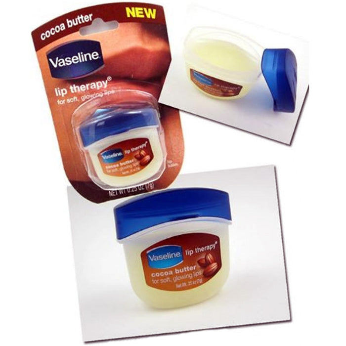 4 Vaseline Therapy Lip Balm 0.25 Oz Cocoa Butter Flavor Petroleum Jelly Mini Jar