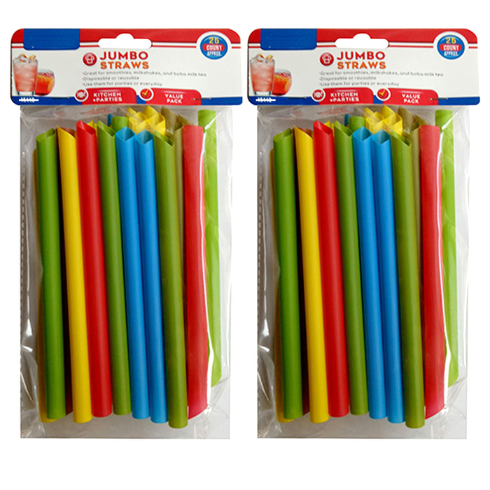 50 Jumbo Straws Extra Wide Fat Boba Bubble Tea Drinking Milkshake Colors Party