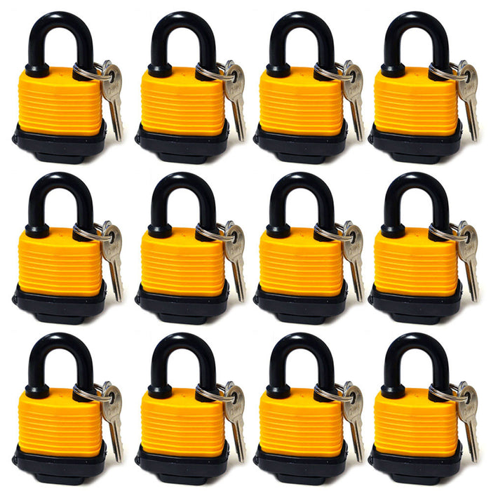 12 Pc Heavy Duty Padlocks 40mm Waterproof Keyed Pad Locks Home Security Durable