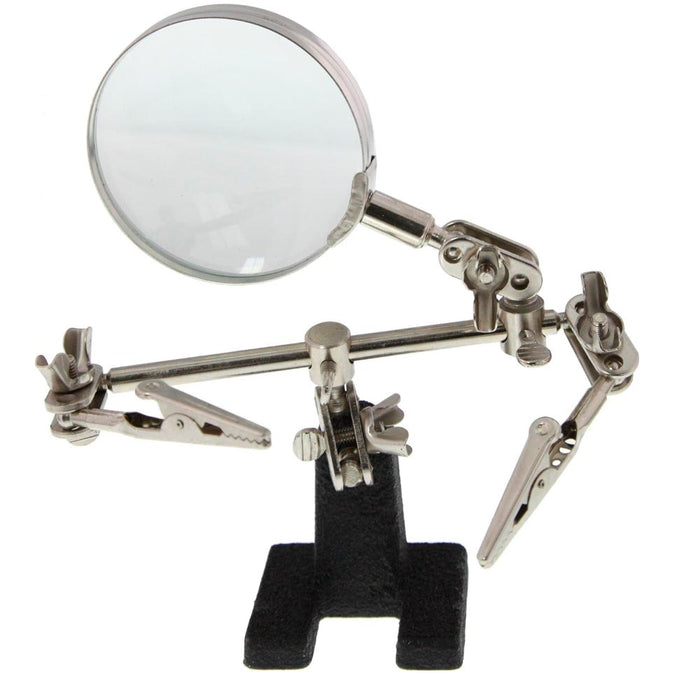 Adjustable Helping Hand Soldering Stand Glass Lens 2.5X Magnifier Alligator Clip