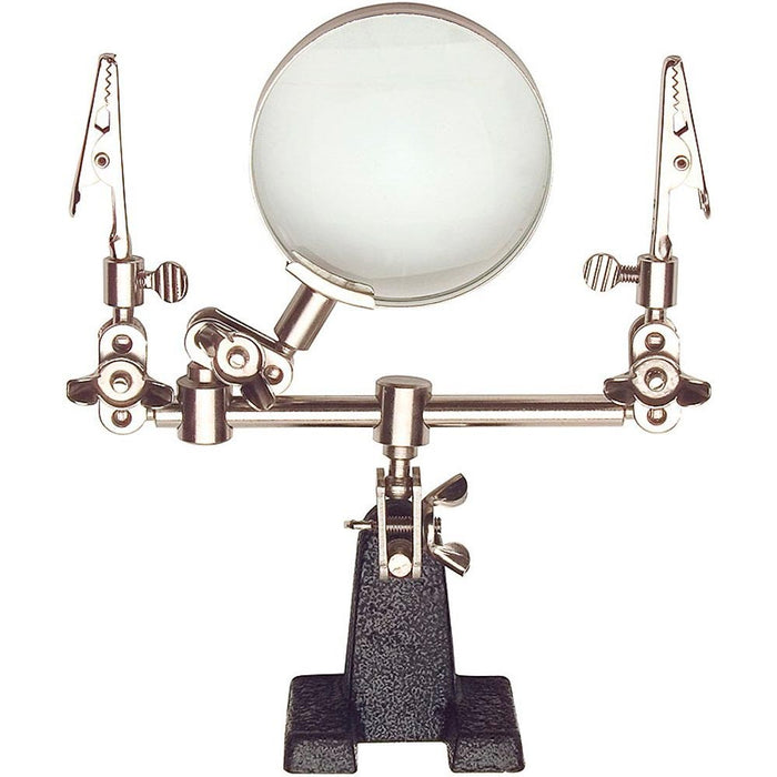 Adjustable Helping Hand Soldering Stand Glass Lens 2.5X Magnifier Alligator Clip