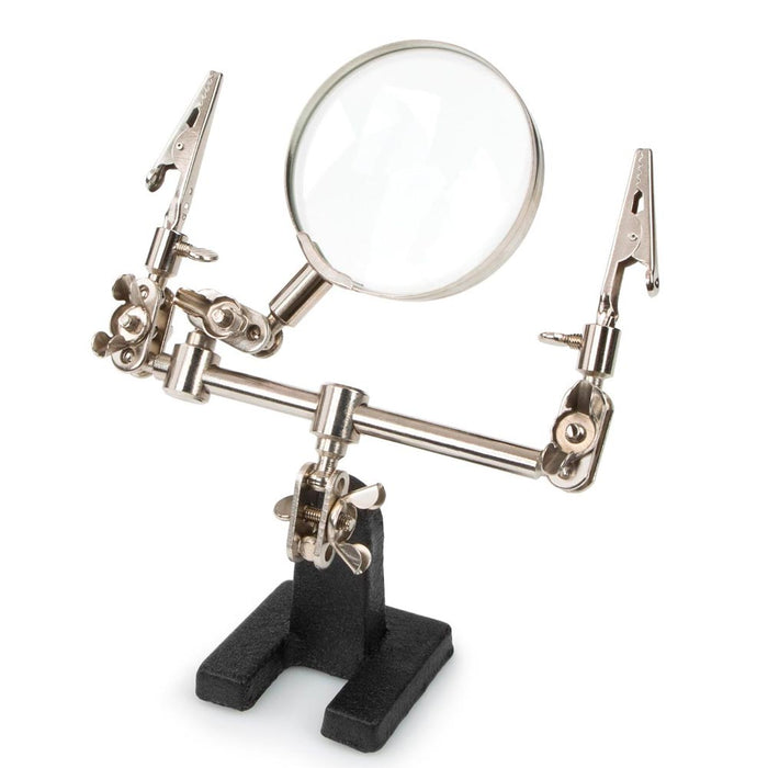 Adjustable Helping Hand Soldering Stand Glass Lens 2.5X Magnifier Alligator Clip