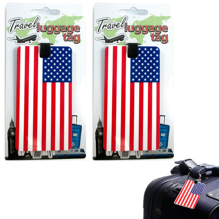 2 Pc Set USA Luggage Tags Label ID Suitcase Bag Baggage Travel American Flag New
