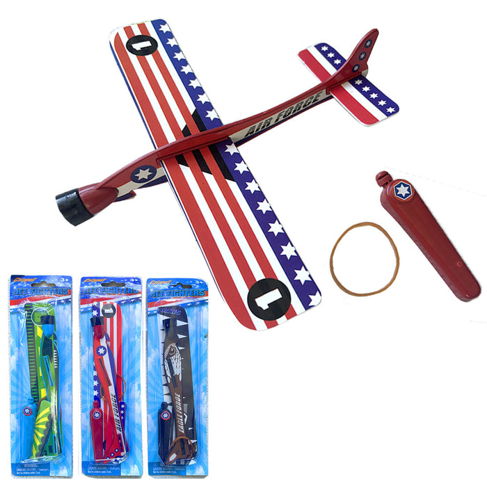 4 Pc Catapult Launcher Jet Fighter Sling Shot Slingshot Copter Fun Flying Toy