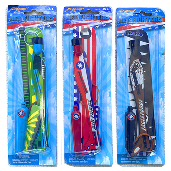 4 Pc Catapult Launcher Jet Fighter Sling Shot Slingshot Copter Fun Flying Toy