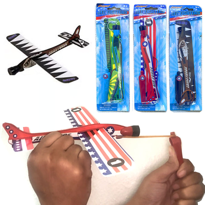 6 Pc Slingshot Rubberband Catapult Plane Launcher Jet Fighter Sling Shot Fun Toy