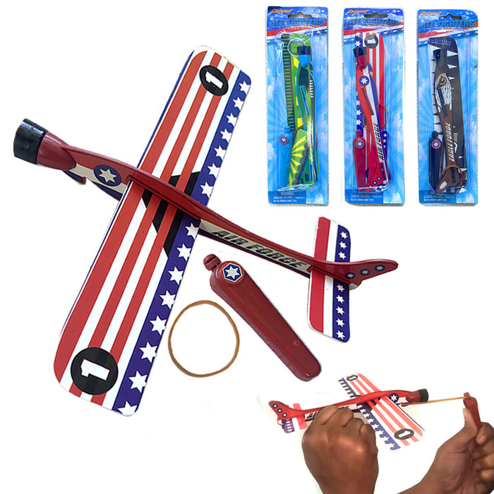 4 Pc Catapult Launcher Jet Fighter Sling Shot Slingshot Copter Fun Flying Toy