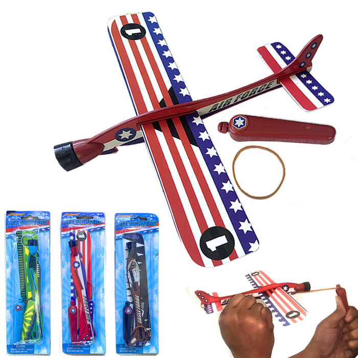 6 Pc Slingshot Rubberband Catapult Plane Launcher Jet Fighter Sling Shot Fun Toy