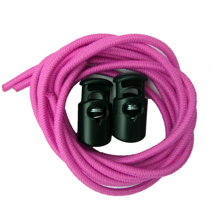 2 Pairs No Tie Shoelaces Pink Elastic Shoe Laces Lock Running Sneakers Trainer