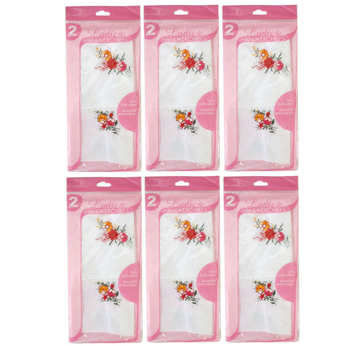 12 Pc Ladies Handkerchief Set 100% Cotton Pocket Women Square  Floral Hankies