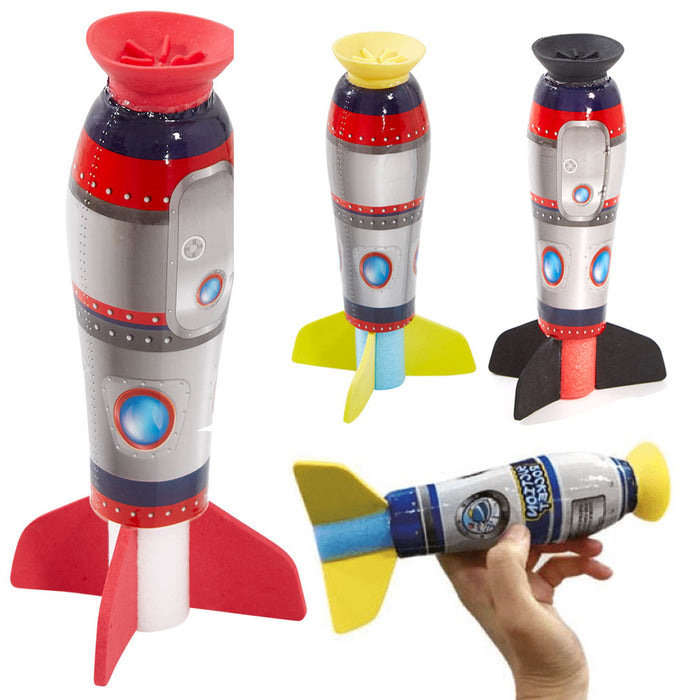 4 Pc Foam Rocket Launcher Suction Cup Catapult Fun Bath Tub Toy Party Favor Gift