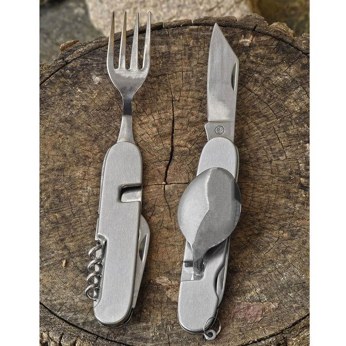 1 Set 7 in 1 Camping Cutlery Stainless Steel Eating Utensils Fork Knife Spoon