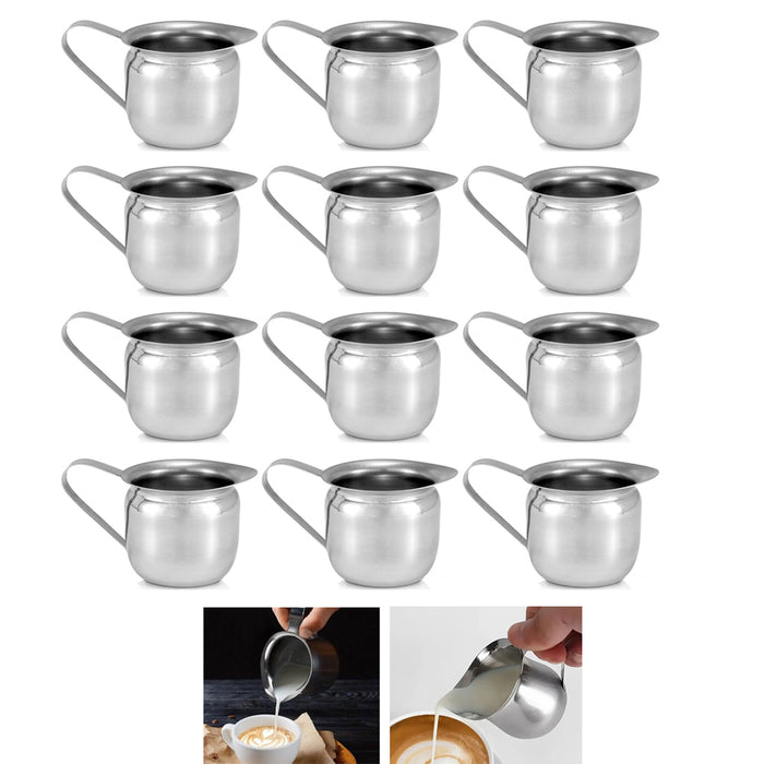 12pk 5oz Creamer Pitcher Stainless Steel Bell Dispenser Cup Cream Milk Tea Syrup