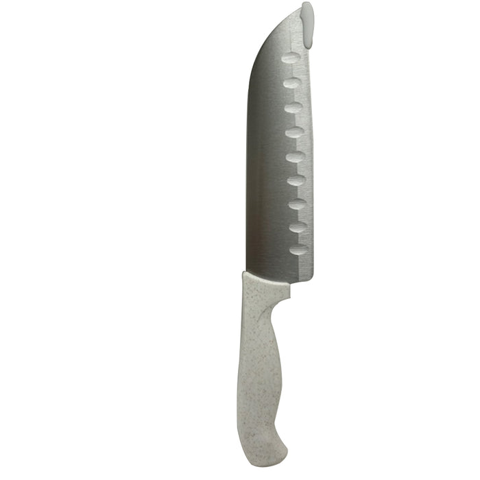 1 Santoku Knife Granton Edge Razor Sharp 7Inch Wheat Fiber Handle Chop Slice Cut