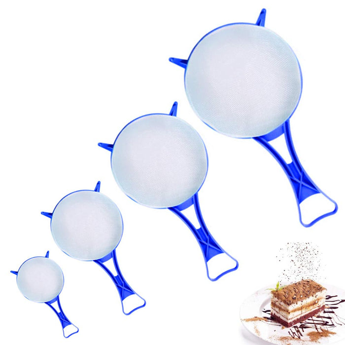 4PC Multi Purpose Plastic Strainers Sieve Mesh Colander Set Flour Sifter Kitchen