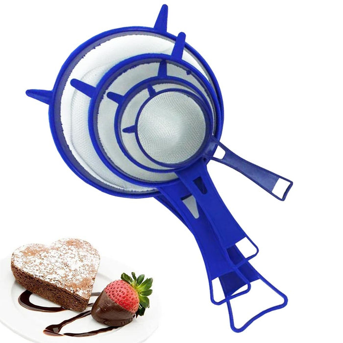 4PC Multi Purpose Plastic Strainers Sieve Mesh Colander Set Flour Sifter Kitchen