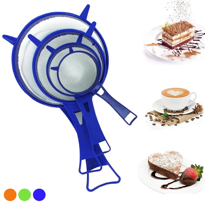 4PC Multi Purpose Plastic Strainers Sieve Mesh Colander Set Flour Sifter Kitchen