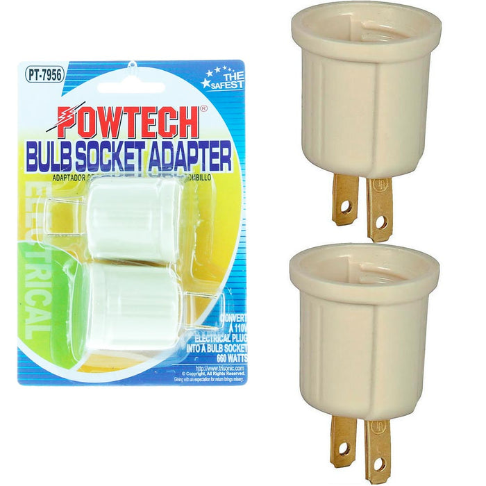 2 Pc Light Bulb Socket Adaptor Converter Screw Lamp Base AC Wall Outlet Plug !