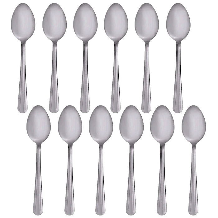12 Pc Dinner Dessert Spoons Stainless Steel Utensil Polished Silver Food Grade