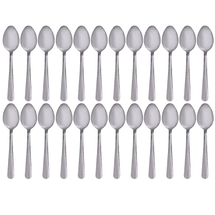 24 Pc Silver Dinner Spoons Stainless Steel Dessert Mirror Polished Flatware Home
