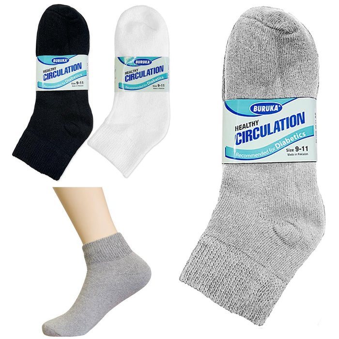 9 Pair Diabetic Ankle Circulatory Socks Health Support Mens Loose Fit Size 9-11