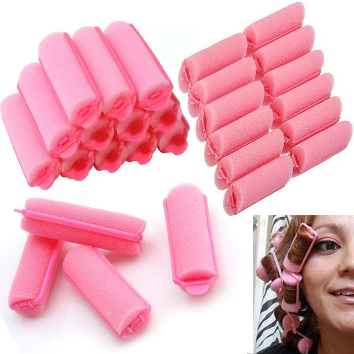 24 Hair Rollers Small Soft Foam Cushion Curlers Waves Curls Salon Styling 2.16"