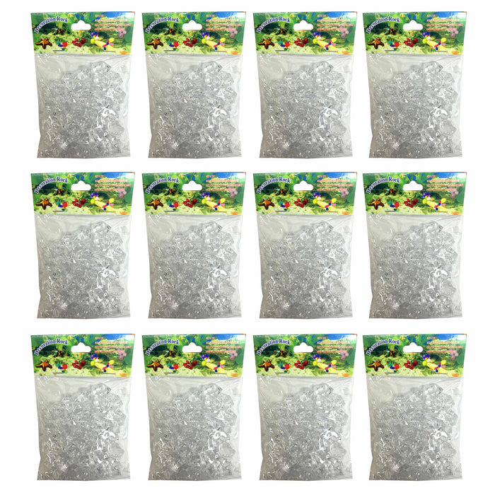 12 Bags Clear Aquarium Rocks Crystal Gem Plastic Decor Fish Tank Decorations 2lb