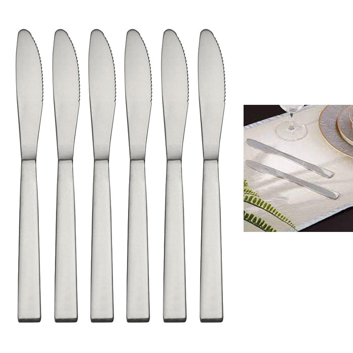 6 X Stainless Steel Dinner Knife Dessert Silver Knives Silverware Home Kitchen