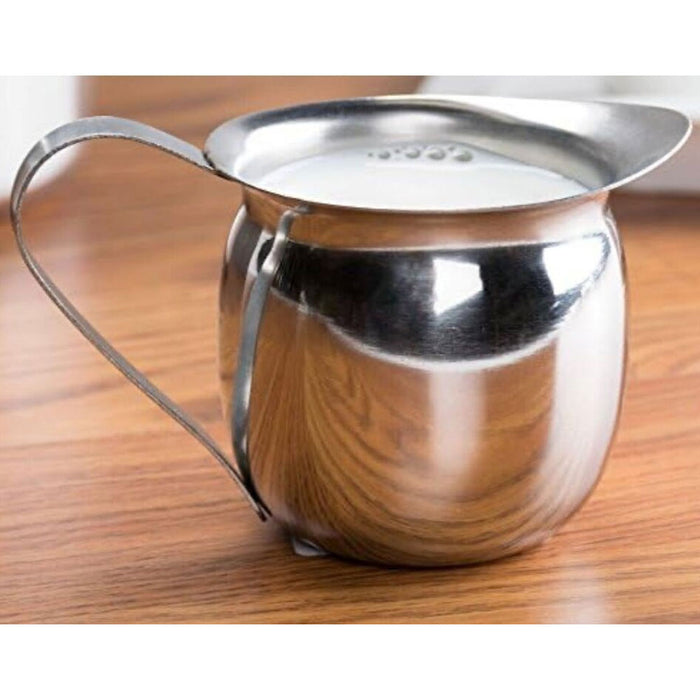2 Creamer Pitchers Stainless Steel Bell Server Coffee Espresso Hot Tea Latte 5oz