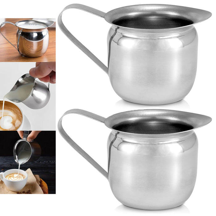 12pk 5oz Creamer Pitcher Stainless Steel Bell Dispenser Cup Cream Milk Tea Syrup