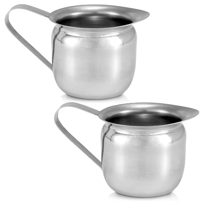 2 Creamer Pitchers Stainless Steel Bell Server Coffee Espresso Hot Tea Latte 5oz