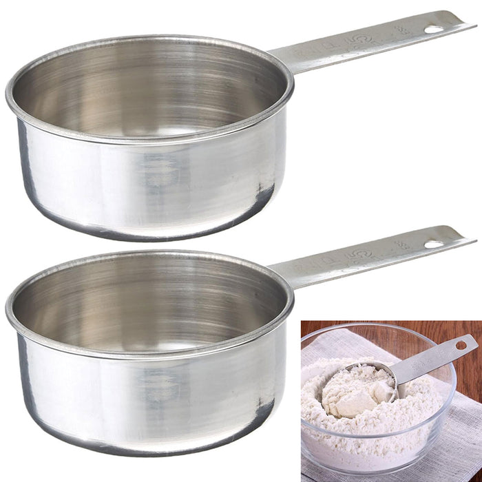 2 Pc 1/2 Measuring Cup Metal Stainless Steel Scoop Measure Kitchen Baking Tools