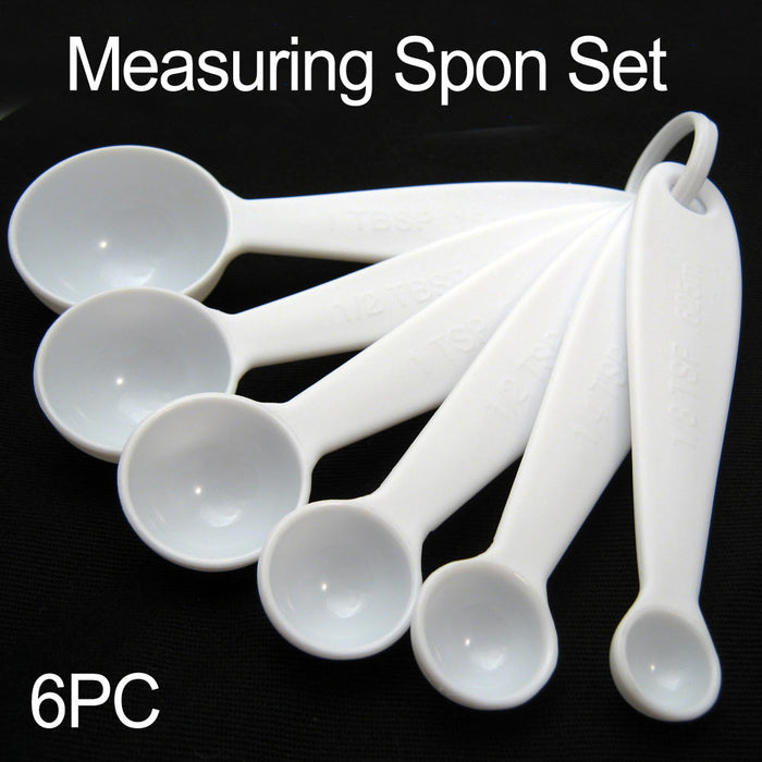 Measuring Spoons 6 Pc Set Plastic Steel Tea Coffee Measure Cooking Scoop