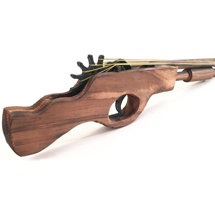 2 Wooden Toy Pistol 12" Gun Rubber Band Shooter Sling Shot Kids Cowboy Classic