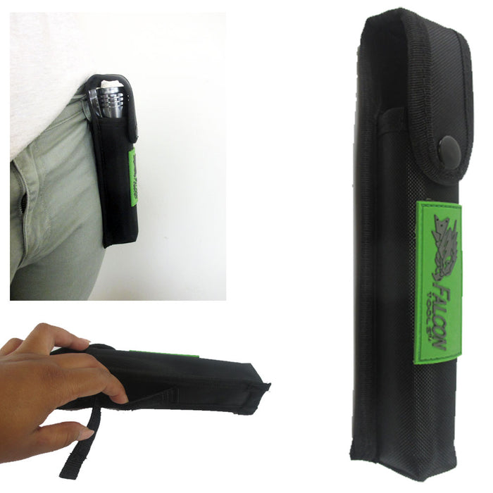 Flashlight Holster Case Nylon 8" Pouch Belt Pocket Closure Loop LED Torch Holder