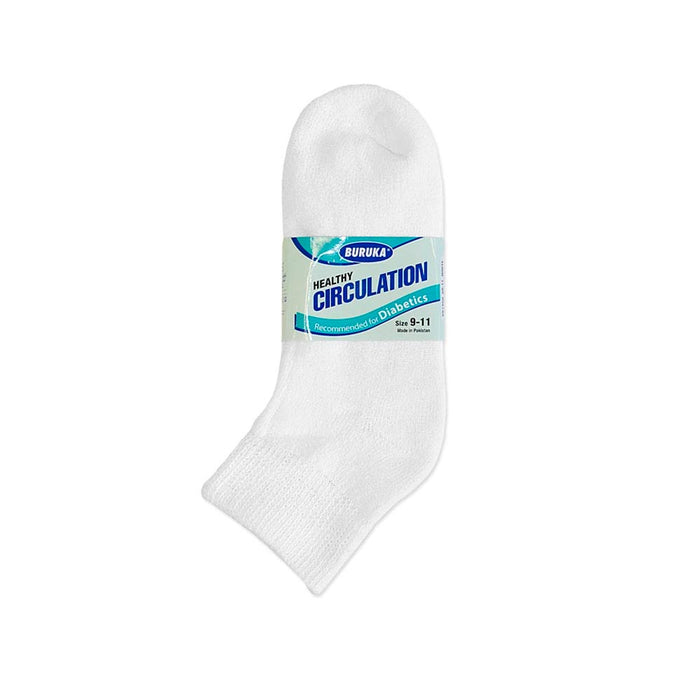 12 Pair Diabetic Ankle Circulatory Socks Health Support Mens Fit White Size 9-11
