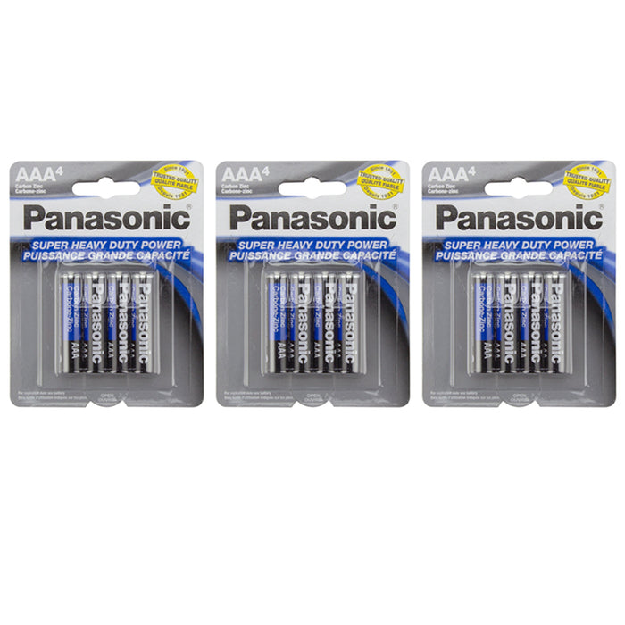 12 X Panasonic AAA Batteries Super Heavy Duty Carbon Zinc Battery 1.5V