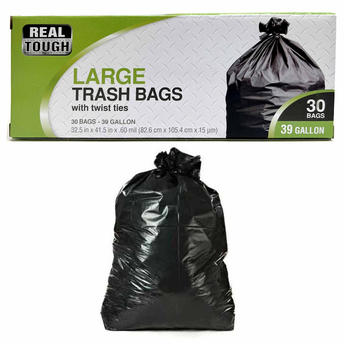 60 Ct Strong Lawn Leaf Trash Bags Heavy Duty Outdoor Yard Garbage 39 Gallon Each
