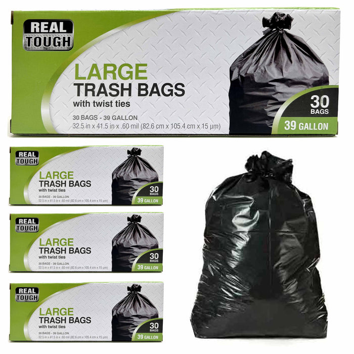 120 Ct Large Multi-Use Trash Bags Strong Lawn Leaf Heavy Duty Garbage 39 Gallon